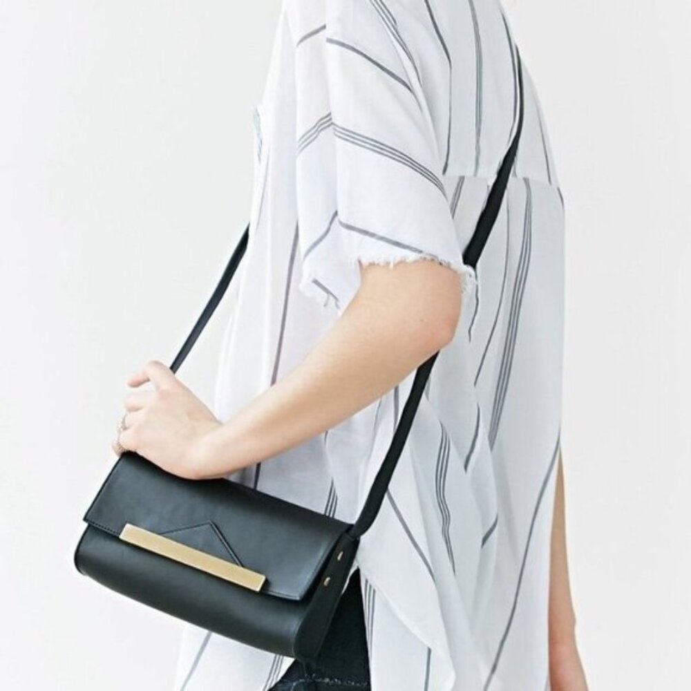 Black leather and gold crossbody bag purse – $150 MSRP